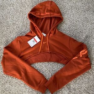 NWT Nike Pro Orange Above Chest Cropped Hoodie Shrug